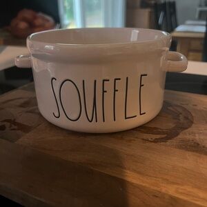 White Ceramic Souffle Dish- Rae Dunn